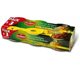 PIÑA EN SU JUGO DEL MONTE PACK 3X140 GRS.