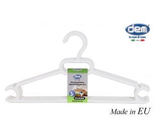 PERCHA PLASTICO COLOR BLANCO RUTH 37X18,5 CM.5 UN.