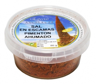 CONDIMENTO SAL EN ESCAMAS PIMENTON AHUMAD ANGELA & J.J. 80 GR.