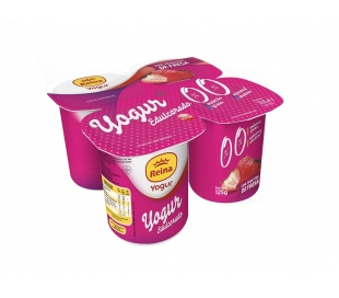 YOGUR EDULCORADO CON TROCITOS FRESA REINA PACK 4X125 GR.