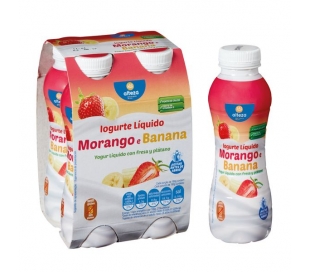 YOGUR LIQUIDO SABOR FRESA Y PLÁTANO ALTEZA PACK 4X160 GR.
