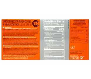TURRON QUESO C/ARANDANOS Y PIEL NARAN CASTILLO DE JIJONA 150 GR.
