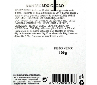 MANTECADO CACAO FLOR DE ANTEQUERA 190 GR.