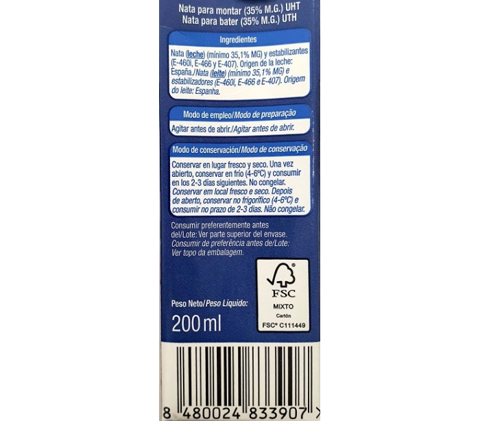 Nata para montar - Alipende - 200 ml