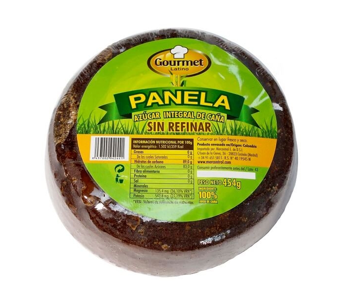 PANELA REDONDA INTEGRAL DE CAÑA GOURMET LATINO 454 GR.