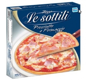 PIZZA JAMON QUESO LE SOTTILI 340 GR.