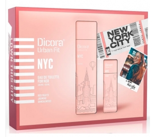 ESTUCHE FRAGANCIA MUJER NYC DICORA URBAN FIT 100 ML+30 ML.