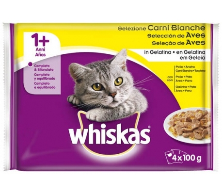 comida-gatos-pollo-pato-1anos-whiskas-pack-4x100-grs