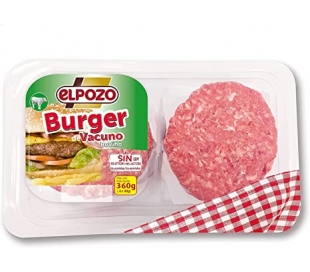 CARNICERIA FRESCA BURGER VACUNO EL POZO 360 GR.BANDEJA