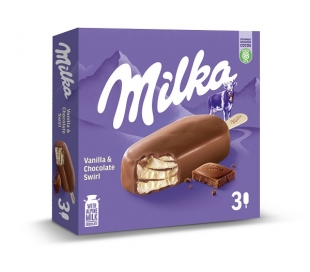 HELADO BOMBON MILKA VAINILLA Y CHOCOLATE NESLTE PACK 3 UN.