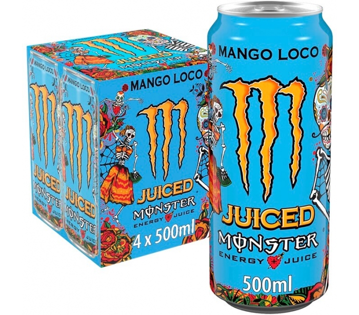 BEBIDA ENERGÉTICA MANGO LOCO MONSTER PACK 4X500 ML.