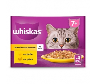 COMIDA GATO CON POLLO WHISKAS PACK 4X85 GR.