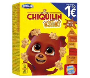GALLETA CHIQUILIN OSITOS SABOR MIEL ARTIACH PACK 3X40 GR.