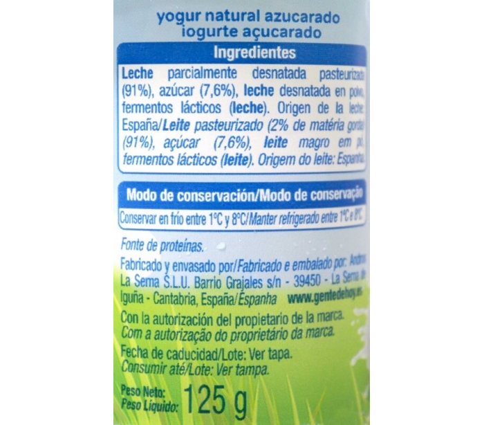 Comprar Yogur natural azucarado sin lactosa alteza 4x125gr en Cáceres