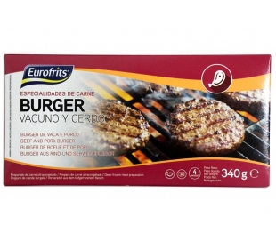 BURGER VACUNO Y CERDO EUROFRITS 340 GR.