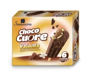 HELADO CHOCO CUORE VAINILLA SOMOSIERRA PACK 6X75 ML.