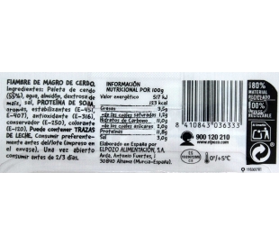 FIAMBRE YORK EL POZO 300 GR.LONCHEADO