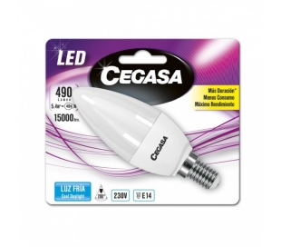 BOMBILLO LED VELA 5,4W.E14 FRIA CEGASA 1U