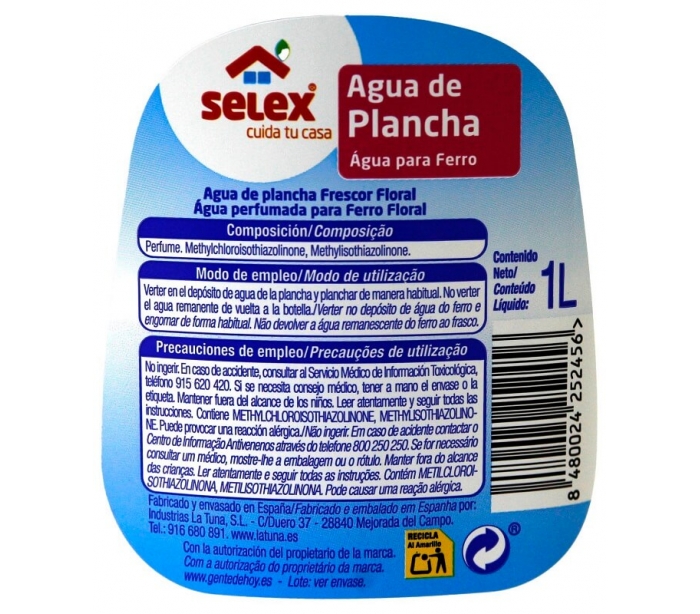 AGUA PLANCHA FRESCOR FLORAL SELEX 1 L.