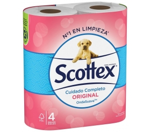 PAPEL HIGIENICO DOBLE CAPA SCOTTEX 4 ROLLOS