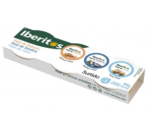 PATE SALMON, SARDINA Y ATUN IBERITOS PACK 3X23 GR.