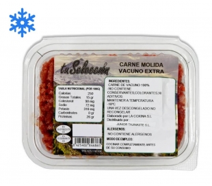 CARNE MOLIDA VACUNO EXTRA CONGELADA TU SELECCION 400 GR.