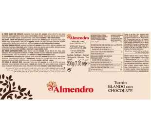 TURRON BLANDO CON CHOCOLATE EL ALMENDRO 200 GR.
