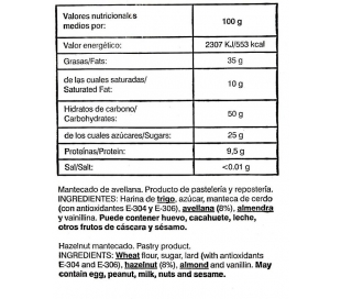 MANTECADO DE AVELLANA ARTESANITOS ENRIQUE MORENO 250 GR.