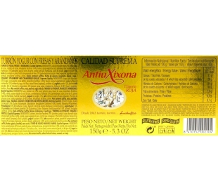 TURRON YOGUR CON FRESAS Y ARANDANOS ANTIUXIXONA 150 GR.