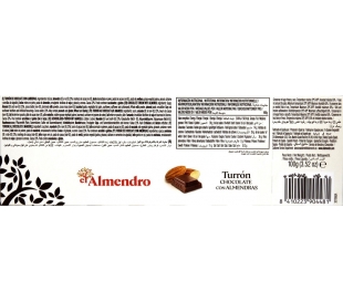 TURRON CHOCOLATE CON ALMENDRAS EL ALMENDRO 100 GR.