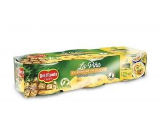 PIÑA EN SU JUGO EN RODAJAS DELMONTE PACK 3X140 GR.