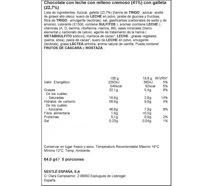 NESTLÉ EXTRAFINO Galleta Tosta Rica 84g