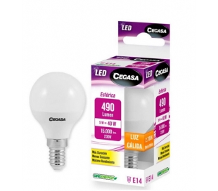 BOMBILLA LED ESFERICA CEGASA 5W E14 490L