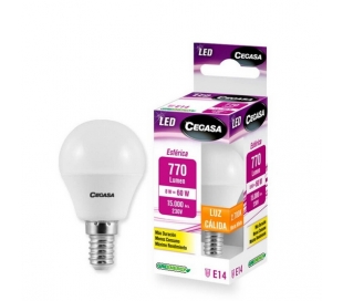 BOMBILLA LED ESFERICA CEGASA 8W E14 806L