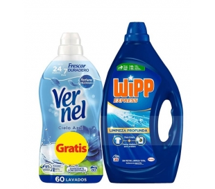 DETERGENTE LIQUIDO AZUL WIPP EXPRESS 35 DOSIS+SUAVIZ.VERNEL GRATIS