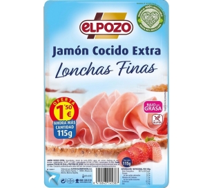 JAMÓN COCIDO EXTRA EL POZO 115 GR. LONCHAS