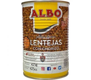 LENTEJAS CON CHORIZO ALBO 425 GRS.