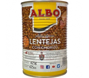 LENTEJAS CON CHORIZO ALBO 425 GRS.