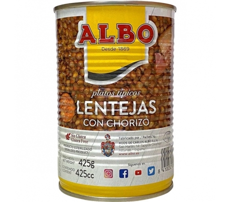 LENTEJAS CON CHORIZO ALBO 425 GRS.