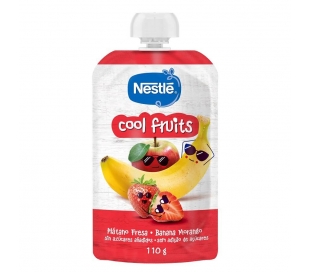 COMPOTA POUCH COOL FRUITS PLÁTANO Y FRESA NESTLÉ 110 GR.