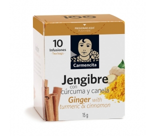 CONDIMENTO JENGIBRE C/CÚRCUMA Y CANELA CARMENCITA 10 UN.