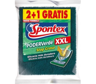 ESTROPAJO XXL PODERVERDE SPONTEX 2 UN+1 GRATIS