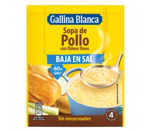 SOPA DE POLLO CON FIDEOS FINOS GALLINA BLANCA 68 GR.