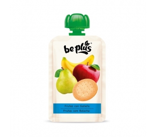 COMPOTA POUCH FRUTAS CON GALLETA BEPLUS 120 GR.