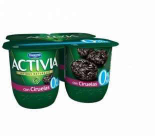 YOGUR ACTIVIA DESNATADO CIRUELA DANONE PACK 4X120 GRS.