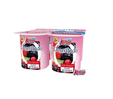 YOGUR DESNATADO C/FRUTAS DEL BOSQUE KALISE PACK 4X125 GRS.