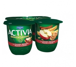 YOGUR ACTIVIA C/CEREAL MANZA.NUECE DANONE PACK 4X120 GRS.