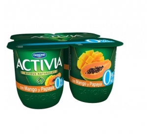 YOGUR ACTIVIA 0% MANGO PAPAYA DANONE PACK 4X120 GRS.