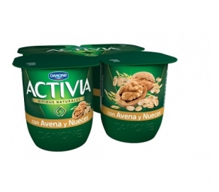 YOGUR ACTIVIA FIBRA C/AVENA-NUECES DANONE PACK 4X120 GRS.