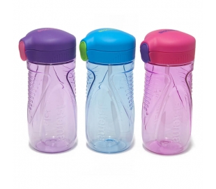 BOTELLA CON CAÑITA TAPA ABATIBLE SISTEMA 520 ML